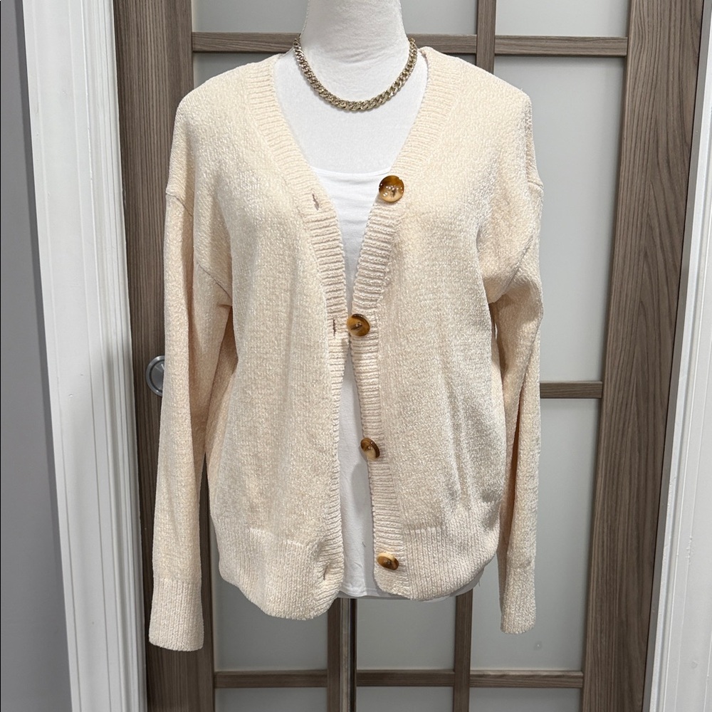 Cream Button-Up Women's Sweater